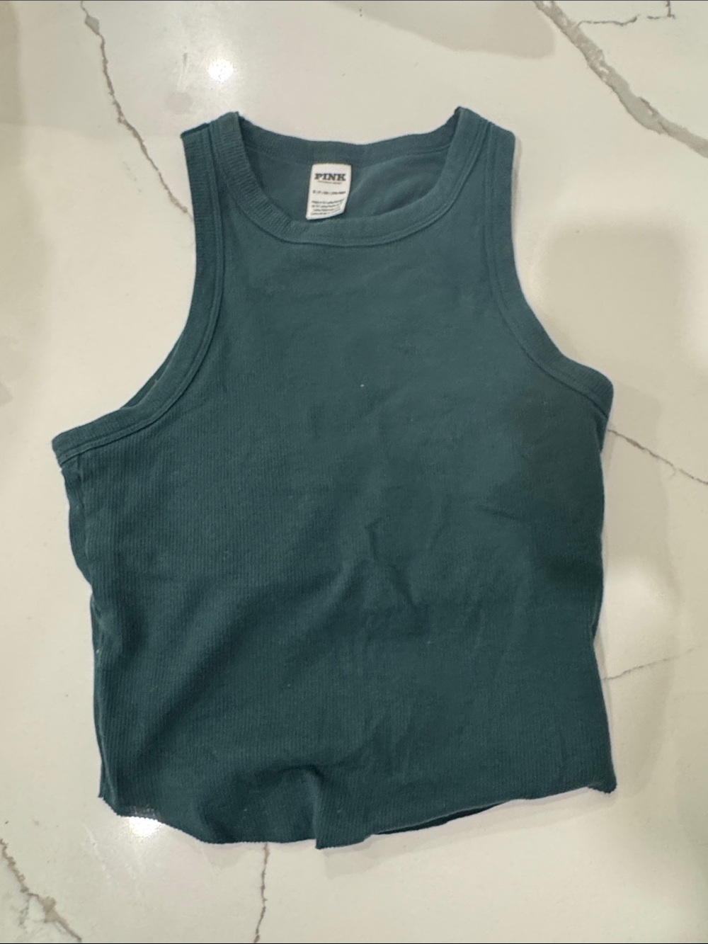 PINK Victoria's Secret Ribbed Tank in Deep Teal